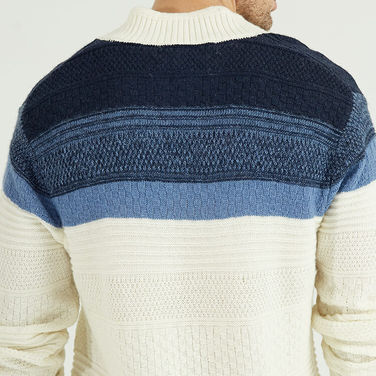 Mens 100% Cashmere Fancy knitted V neck Long Sleeves Pullover With Colour Block