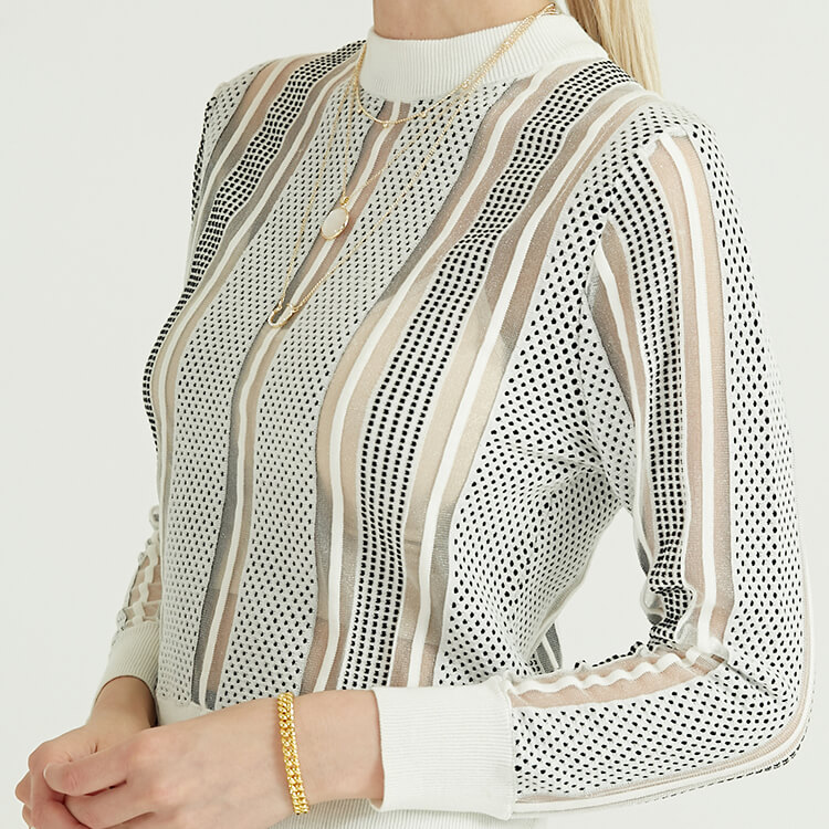 Back Button Decorative Yarn Stitching Women\'s Pullover Women Wool Sweater