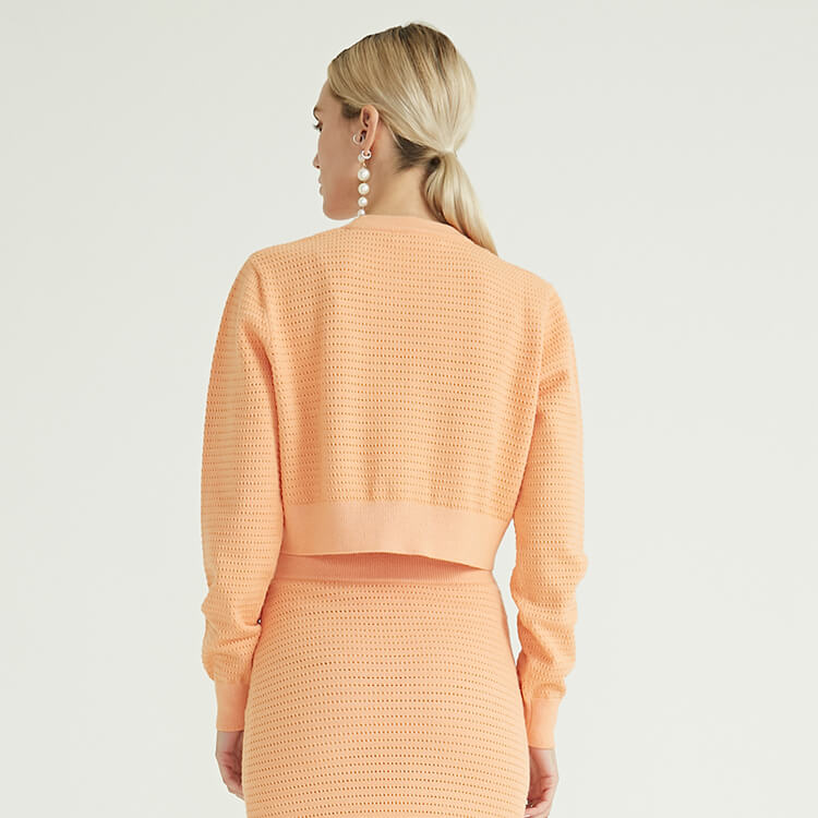Light Orange Stealing Hole Design Simple Fashion Two Piece Set Women Clothing Shorts